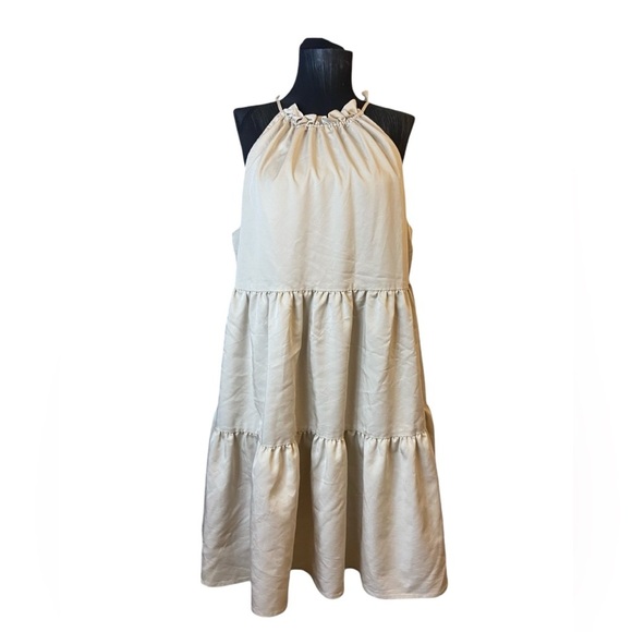 Antonio Melani Beige Tiered Halter Midi Dress - Picture 3 of 9